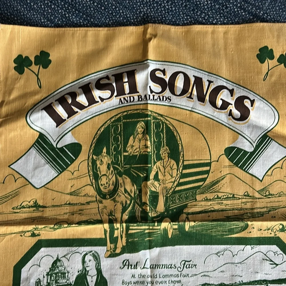 Irish Songs Linen Cotton Tea Towel NWOT
